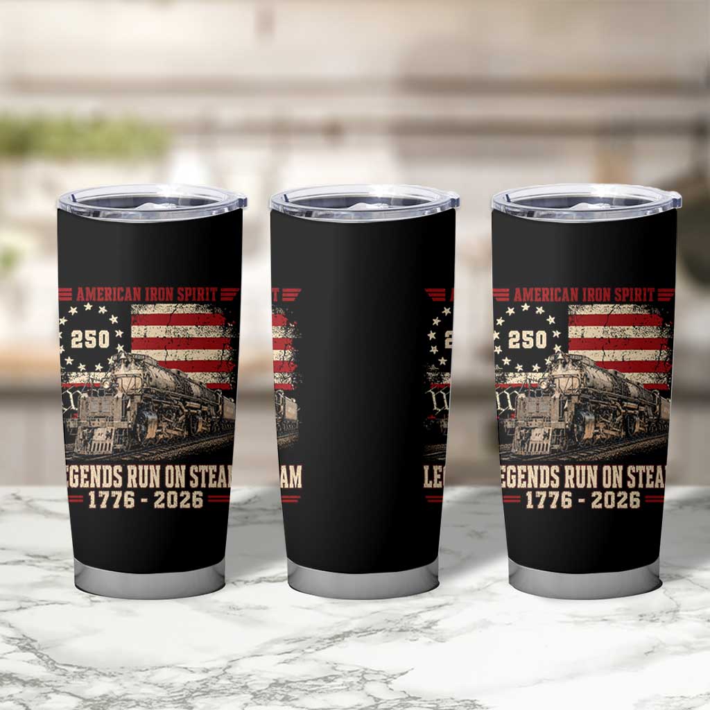 Train USA 250th Anniversary Tumbler Cup American Iron Spirit Steam Locomotive Railroad Train Engine