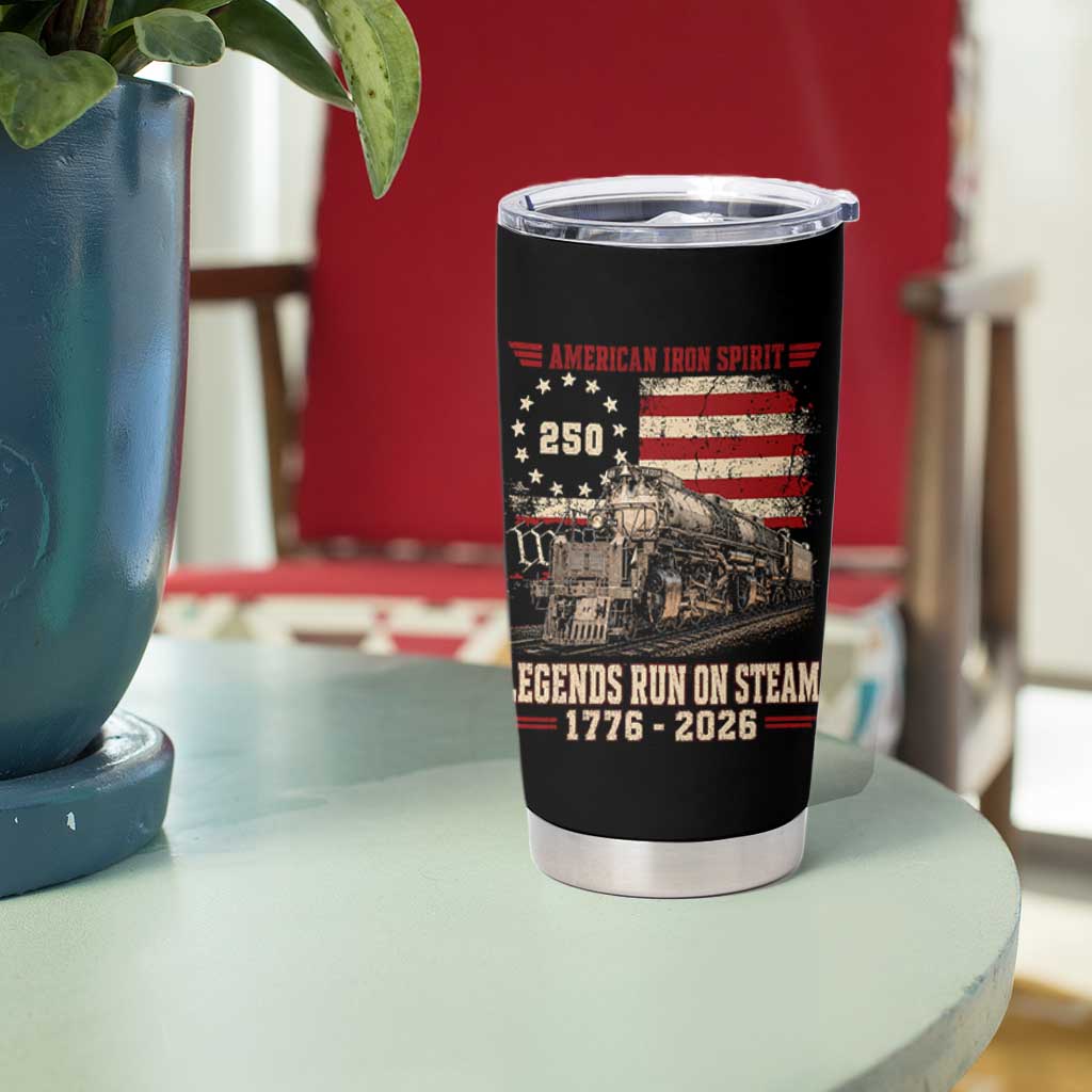 Train USA 250th Anniversary Tumbler Cup American Iron Spirit Steam Locomotive Railroad Train Engine