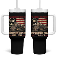 Train USA 250th Anniversary Tumbler With Handle American Iron Spirit Steam Locomotive Railroad Train Engine