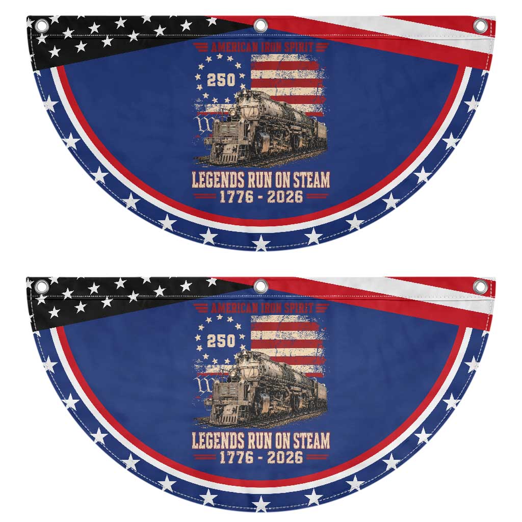 Train USA 250th Anniversary Patriotic Fan Flag American Iron Spirit Steam Locomotive Railroad Train Engine