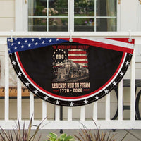 Train USA 250th Anniversary Patriotic Fan Flag American Iron Spirit Steam Locomotive Railroad Train Engine