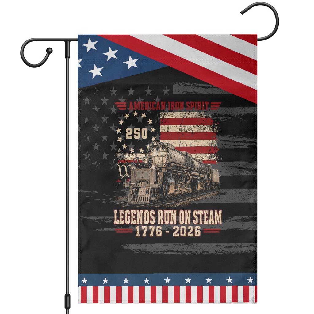 Train USA 250th Anniversary Patriotic Garden Flag American Iron Spirit Steam Locomotive Railroad Train Engine