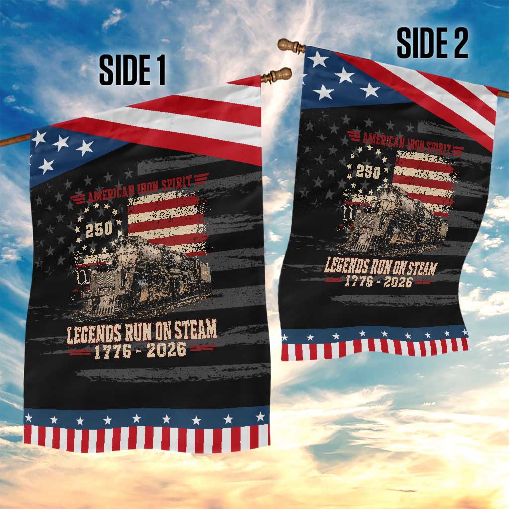Train USA 250th Anniversary Patriotic Garden Flag American Iron Spirit Steam Locomotive Railroad Train Engine