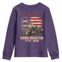 Train USA 250th Anniversary Youth Sweatshirt American Iron Spirit Steam Locomotive Railroad Train Engine