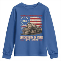Train USA 250th Anniversary Youth Sweatshirt American Iron Spirit Steam Locomotive Railroad Train Engine