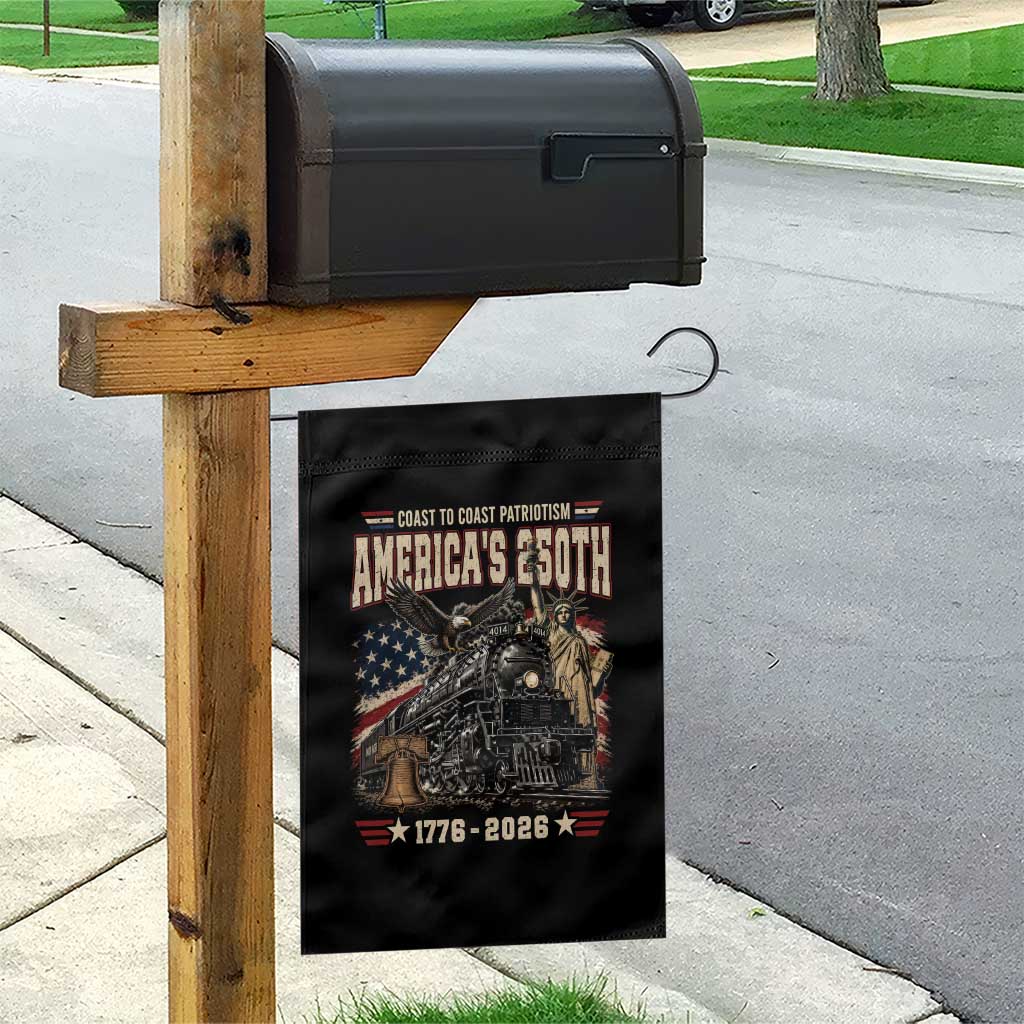 Steam Locomotive Train USA 250th Anniversary Garden Flag Coast To Coast Patriotism Liberty American Flag