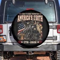 Steam Locomotive Train USA 250th Anniversary Spare Tire Cover Coast To Coast Patriotism Liberty American Flag