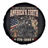 Steam Locomotive Train USA 250th Anniversary Spare Tire Cover Coast To Coast Patriotism Liberty American Flag