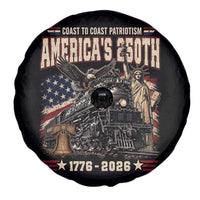 Steam Locomotive Train USA 250th Anniversary Spare Tire Cover Coast To Coast Patriotism Liberty American Flag