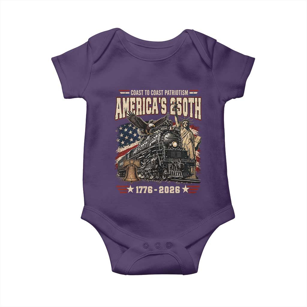 Steam Locomotive Train USA 250th Anniversary Baby Onesie Coast To Coast Patriotism Liberty American Flag