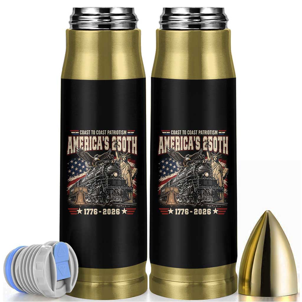 Steam Locomotive Train USA 250th Anniversary Bullet Tumbler Coast To Coast Patriotism Liberty American Flag