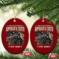 Steam Locomotive Train USA 250th Anniversary Ceramic Ornament Coast To Coast Patriotism Liberty American Flag