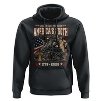 Steam Locomotive Train USA 250th Anniversary Hoodie Coast To Coast Patriotism Liberty American Flag