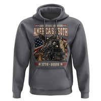Steam Locomotive Train USA 250th Anniversary Hoodie Coast To Coast Patriotism Liberty American Flag