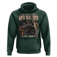 Steam Locomotive Train USA 250th Anniversary Hoodie Coast To Coast Patriotism Liberty American Flag