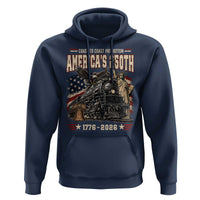 Steam Locomotive Train USA 250th Anniversary Hoodie Coast To Coast Patriotism Liberty American Flag