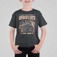 Steam Locomotive Train USA 250th Anniversary T Shirt For Kid Coast To Coast Patriotism Liberty American Flag