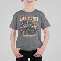 Steam Locomotive Train USA 250th Anniversary T Shirt For Kid Coast To Coast Patriotism Liberty American Flag