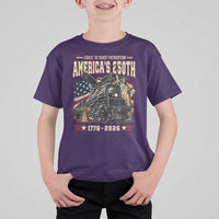 Steam Locomotive Train USA 250th Anniversary T Shirt For Kid Coast To Coast Patriotism Liberty American Flag