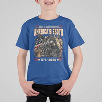 Steam Locomotive Train USA 250th Anniversary T Shirt For Kid Coast To Coast Patriotism Liberty American Flag