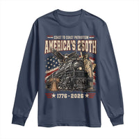 Steam Locomotive Train USA 250th Anniversary Long Sleeve Shirt Coast To Coast Patriotism Liberty American Flag