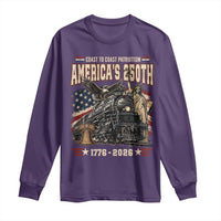 Steam Locomotive Train USA 250th Anniversary Long Sleeve Shirt Coast To Coast Patriotism Liberty American Flag