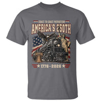 Steam Locomotive Train USA 250th Anniversary T Shirt Coast To Coast Patriotism Liberty American Flag