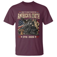 Steam Locomotive Train USA 250th Anniversary T Shirt Coast To Coast Patriotism Liberty American Flag