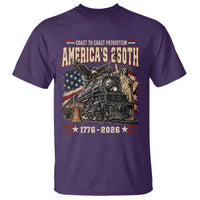 Steam Locomotive Train USA 250th Anniversary T Shirt Coast To Coast Patriotism Liberty American Flag
