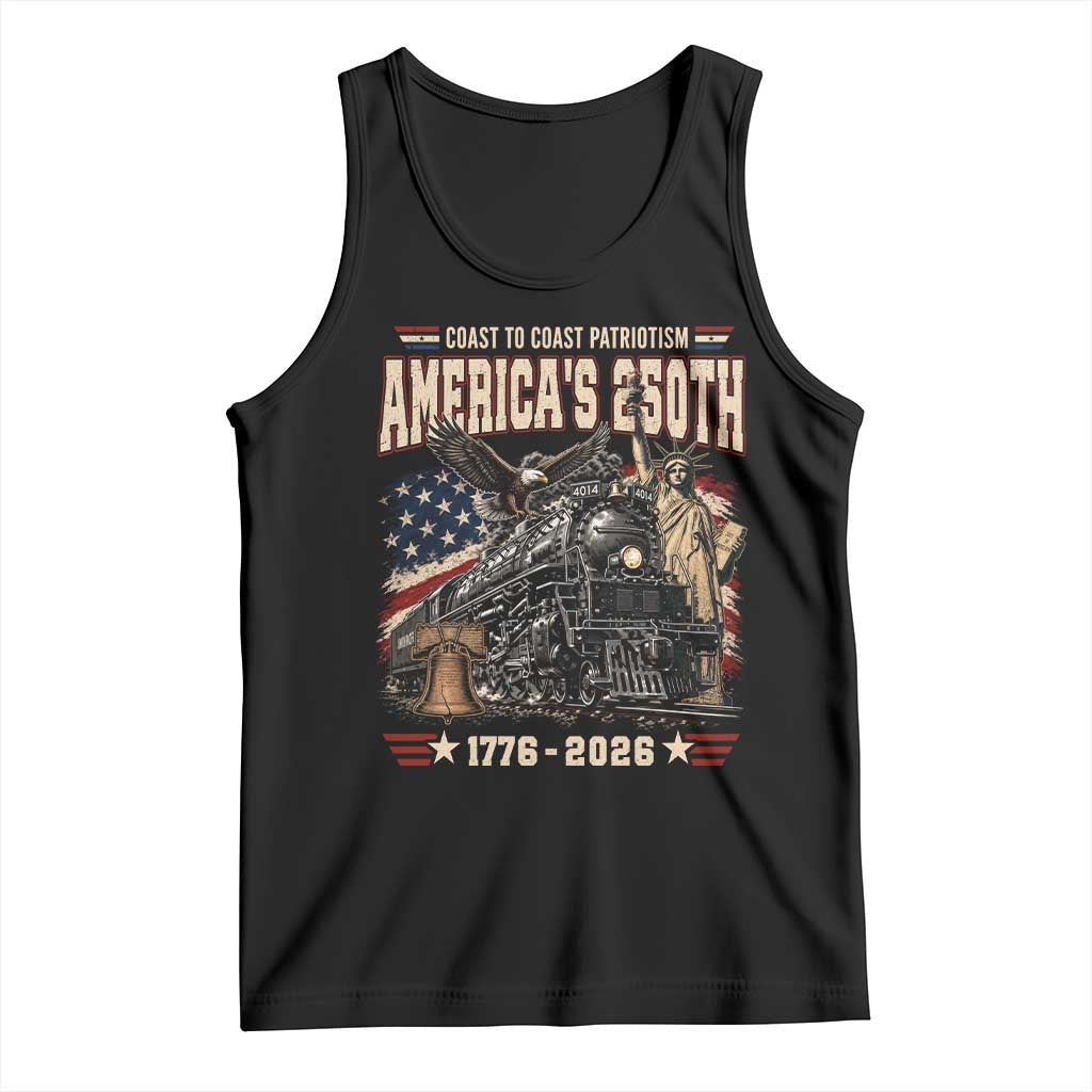 Steam Locomotive Train USA 250th Anniversary Tank Top Coast To Coast Patriotism Liberty American Flag