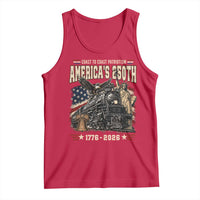 Steam Locomotive Train USA 250th Anniversary Tank Top Coast To Coast Patriotism Liberty American Flag