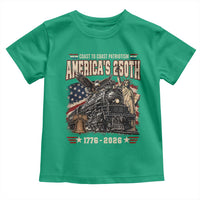 Steam Locomotive Train USA 250th Anniversary Toddler T Shirt Coast To Coast Patriotism Liberty American Flag
