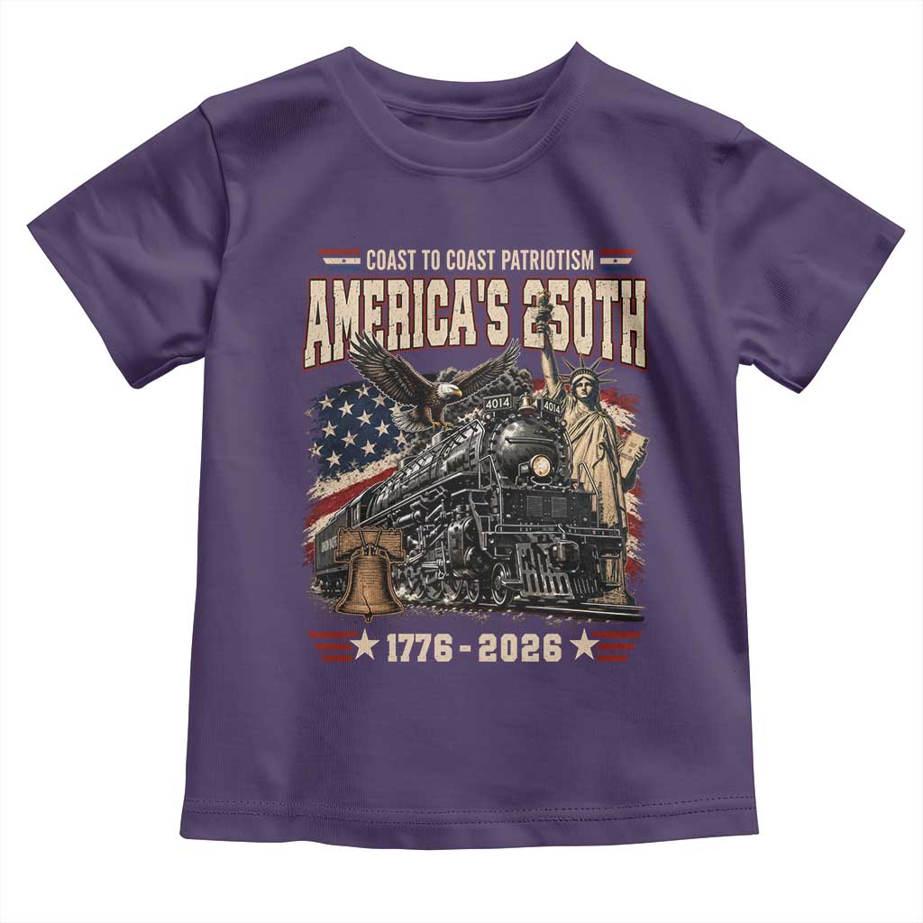 Steam Locomotive Train USA 250th Anniversary Toddler T Shirt Coast To Coast Patriotism Liberty American Flag