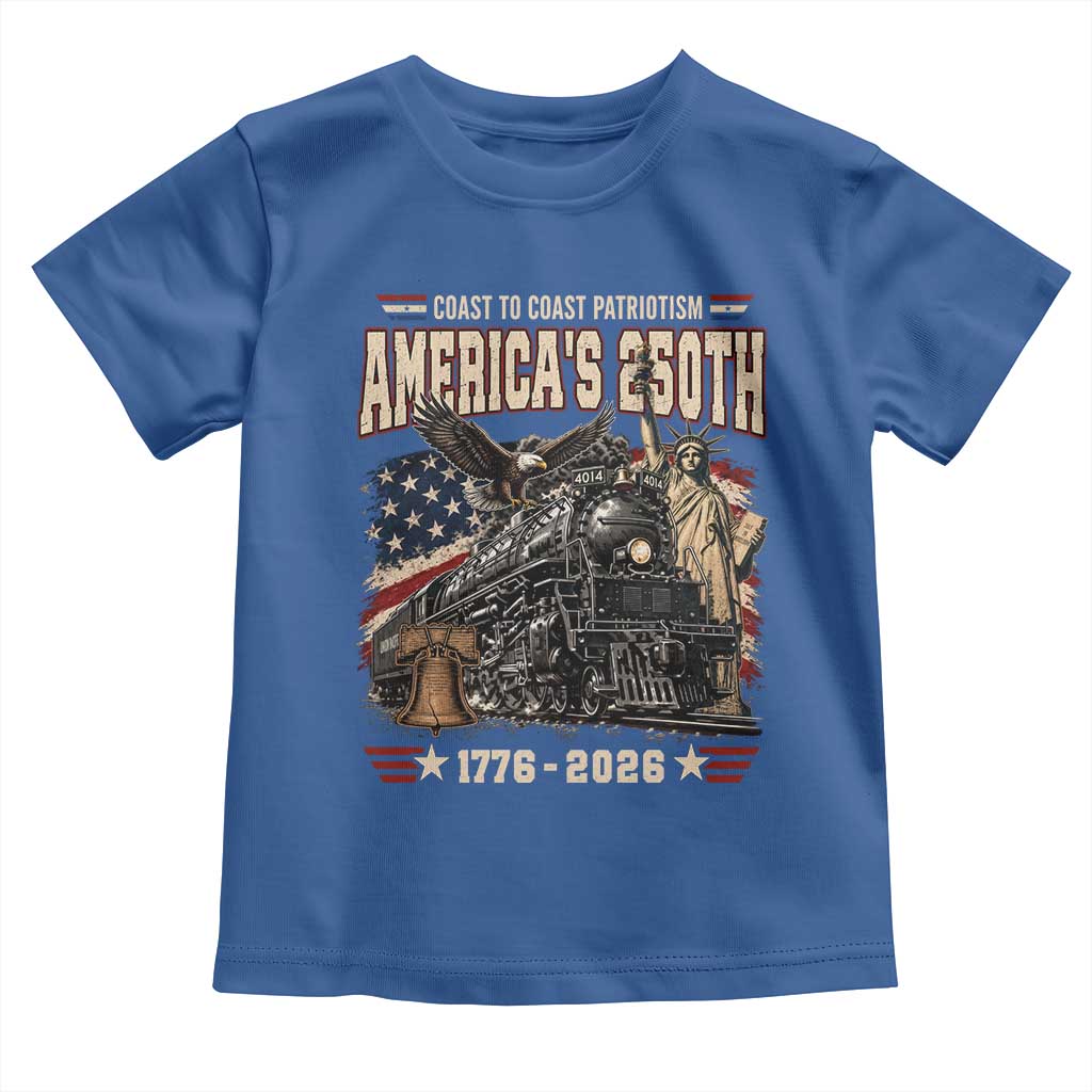 Steam Locomotive Train USA 250th Anniversary Toddler T Shirt Coast To Coast Patriotism Liberty American Flag