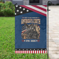 Steam Locomotive Train USA 250th Anniversary Patriotic Garden Flag Coast To Coast Patriotism Liberty American Flag