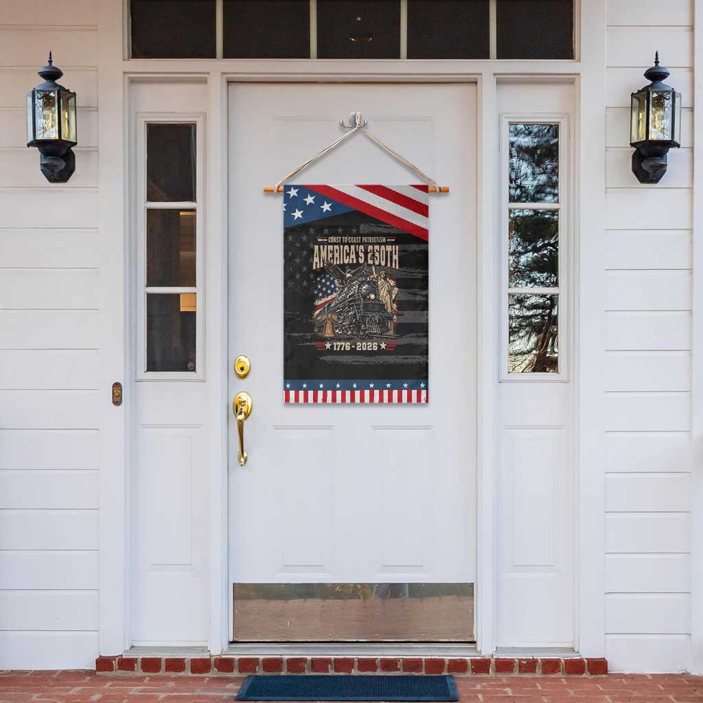Steam Locomotive Train USA 250th Anniversary Patriotic Garden Flag Coast To Coast Patriotism Liberty American Flag
