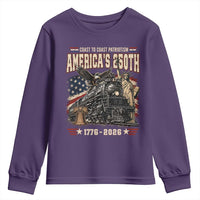 Steam Locomotive Train USA 250th Anniversary Youth Sweatshirt Coast To Coast Patriotism Liberty American Flag