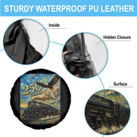 Train USA 250 Year Anniversary 1776 2026 Spare Tire Cover Van Gogh Art Steam Locomotive Railroad Starry Night