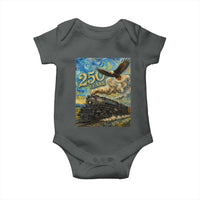 Train USA 250 Year Anniversary 1776 2026 Baby Onesie Van Gogh Art Steam Locomotive Railroad Starry Night