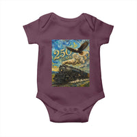 Train USA 250 Year Anniversary 1776 2026 Baby Onesie Van Gogh Art Steam Locomotive Railroad Starry Night