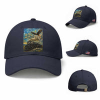 Train USA 250 Year Anniversary 1776 2026 Baseball Cap Van Gogh Art Steam Locomotive Railroad Starry Night