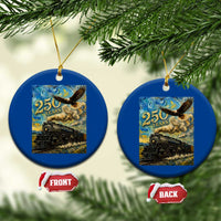 Train USA 250 Year Anniversary 1776 2026 Ceramic Ornament Van Gogh Art Steam Locomotive Railroad Starry Night