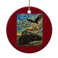 Train USA 250 Year Anniversary 1776 2026 Ceramic Ornament Van Gogh Art Steam Locomotive Railroad Starry Night