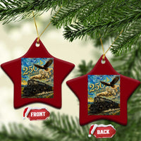 Train USA 250 Year Anniversary 1776 2026 Ceramic Ornament Van Gogh Art Steam Locomotive Railroad Starry Night
