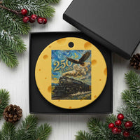 Train USA 250 Year Anniversary 1776 2026 Ceramic Ornament Van Gogh Art Steam Locomotive Railroad Starry Night