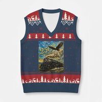 Train USA 250 Year Anniversary 1776 2026 V-Neck Knit Sweater Vest Van Gogh Art Steam Locomotive Railroad Starry Night