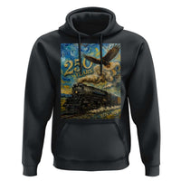 Train USA 250 Year Anniversary 1776 2026 Hoodie Van Gogh Art Steam Locomotive Railroad Starry Night