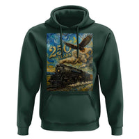 Train USA 250 Year Anniversary 1776 2026 Hoodie Van Gogh Art Steam Locomotive Railroad Starry Night