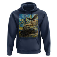 Train USA 250 Year Anniversary 1776 2026 Hoodie Van Gogh Art Steam Locomotive Railroad Starry Night