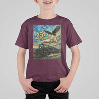 Train USA 250 Year Anniversary 1776 2026 T Shirt For Kid Van Gogh Art Steam Locomotive Railroad Starry Night